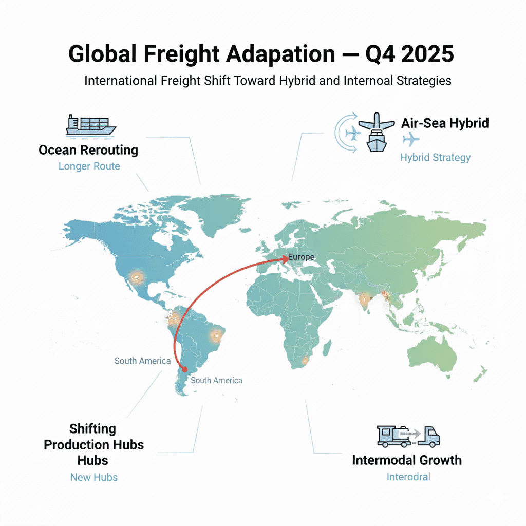 global freight adaptation infographic : world map with tips