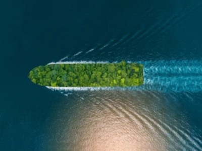green shipping cargo sailing