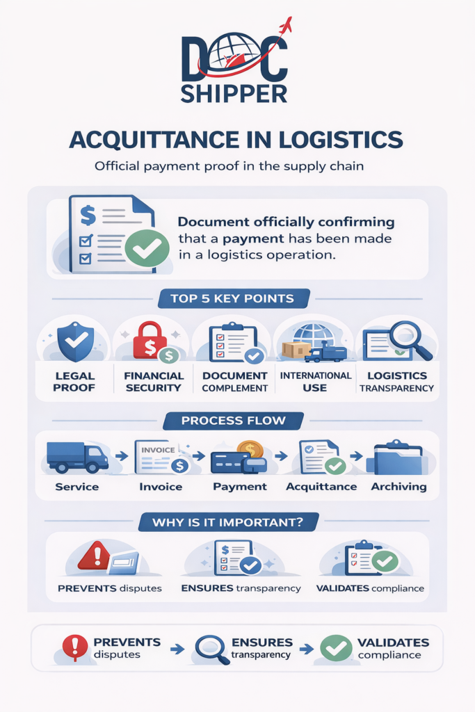 Acquittance in logistics