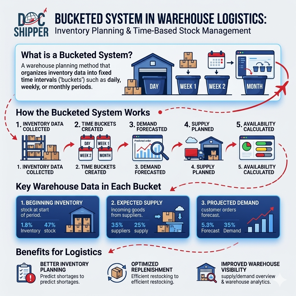 bucketed system in warehouse logistics